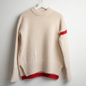 La Ligne Oversized Cashmere Sweater Cream Red Stripe Quiet Luxury Cozy XS